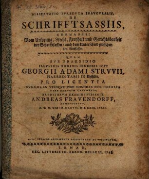 Disp. inaug. de schriftsassiis