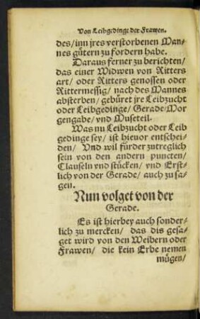 Nun volget von der Gerade.