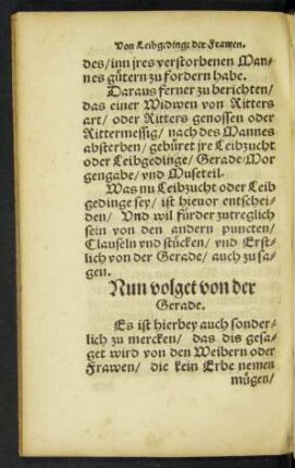Nun volget von der Gerade.