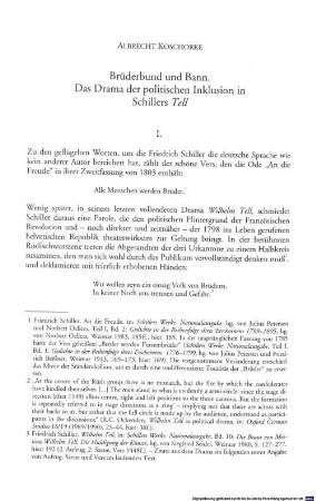 Brüderbund und Bann : das Drama der politischen Inklusion in Schillers "Tell"