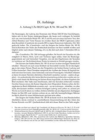 A. Anhang I: Zu MGH Capit. II, Nr. 184 und Nr. 185
