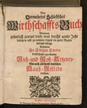 Neu Vermehrtes Schlesisches Wirthschaffts-Buch
