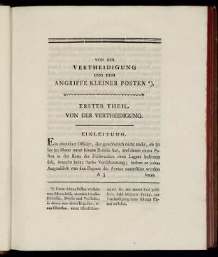 Einleitung. - Von Dem Bau Der Feld-Verschanzungen.