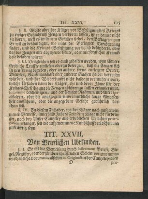Tit. XXVII. Von Brieflichen Uhrkunden.