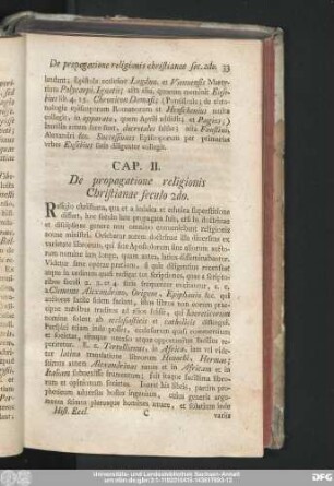 Cap. II. De propagatione religionis Christianae seculo 2do.