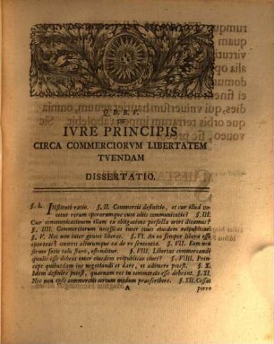 De Ivre Principis Circa Commerciorvm Libertatem Tvendam, Dissertatio