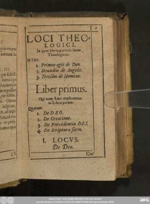 Loci Theologici. In quot libros partiris locos Theologicos.