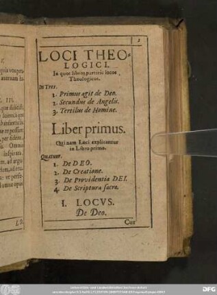 Loci Theologici. In quot libros partiris locos Theologicos.