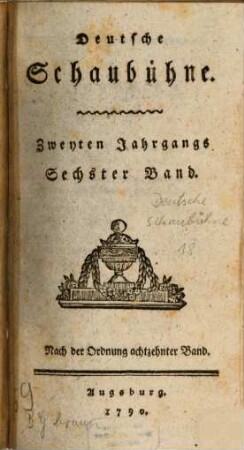 Deutsche Schaubühne. 18 = Jg. 2,Bd. 6. 1790