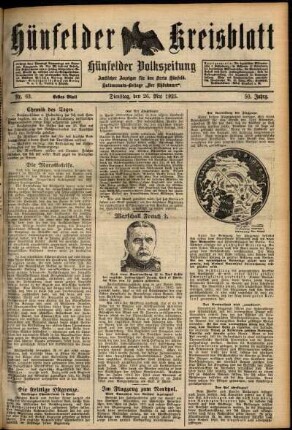 Erste Ausgabe vom Dienstag, den 26. Mai 1925.