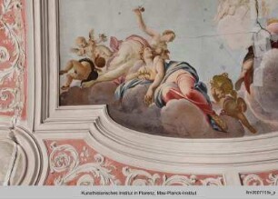 Tugenden und Laster : Amabilità, Richezza, Nobiltà und Giustizia begleitet von Virtù, Fama und Putti