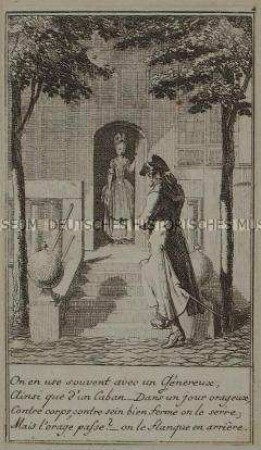 Illustration aus dem Lauenburger genealogischen Kalender von 1780 (4. Blatt), "On en use souvent ..."