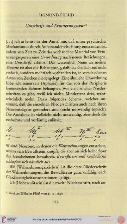 Sigmund Freud: Umschrift und Erinnerungsspur