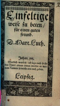 Ein einfeltige weise zu beten