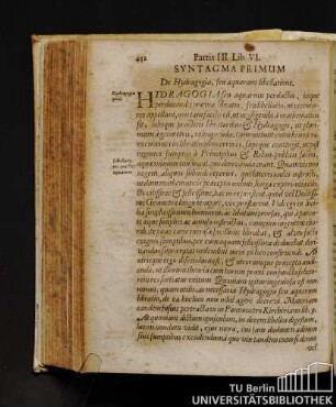 Syntagma Primum. De Hydragogia, feu aquarum libellatione.