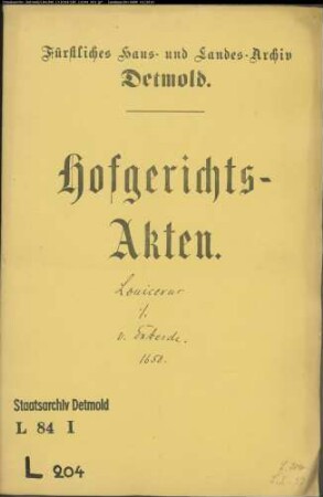Lonicerus, Wendelins Erben gegen Wilhelm Jobst von Exterde zu Ahmsen - Schuldforderung