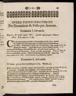 15-43, Index Concionatorius Per Dominicas & Festa per ...