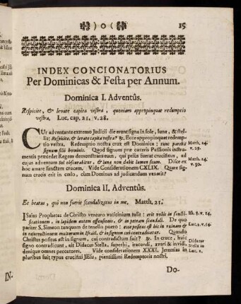 15-43, Index Concionatorius Per Dominicas & Festa per ...