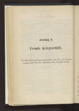 Abtheilung II. Fremde Kriegsschiffe