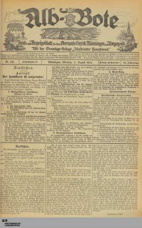 Alb-Bote : Rundschau von der Alb : Münsinger Kreiszeitung : Heimatblatt der Alb