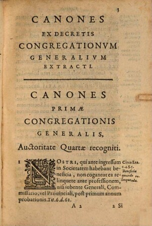 Canones trium congregationum Soc. Jesu auctoritate tertiae congregat. confecti