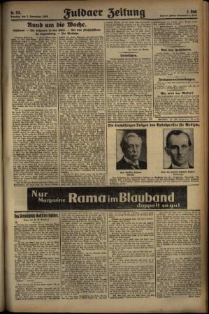 Dritte Ausgabe vom Sonntag, den 03. November 1929.