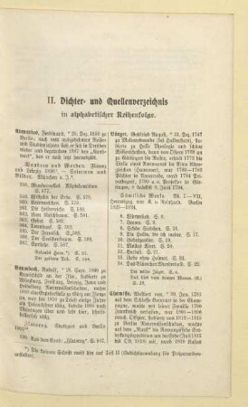 II. Dichter- und Quellenverzeichnis
