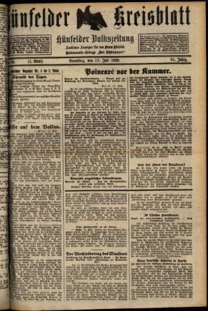 Erste Ausgabe vom Samstag, den 13. Juli 1929.