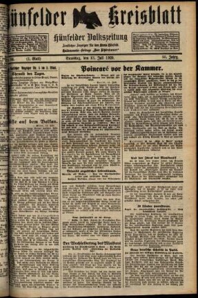 Erste Ausgabe vom Samstag, den 13. Juli 1929.