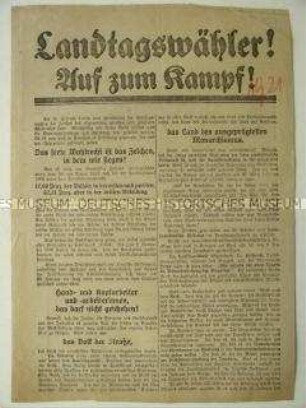 Wahlflugblatt der SPD zu den preußischen Landtagswahlen von 1921