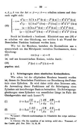§ 5. Schwingungen eines elastischen Kreiszylinders