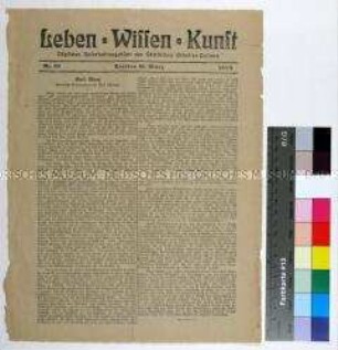 Titelblatt der Zeitschrift "Leben Wissen Kunst" mit Erinnerungen von Paul Lafargue an Karl Marx anlässlich dessen 25. Todestag