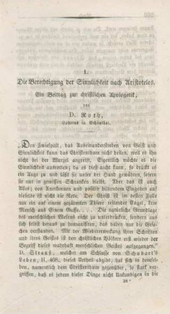 265-287 Die Berechtigung der Sinnlichkeit nach Aristoteles : ein Beitrag zur christlichen Apologetik