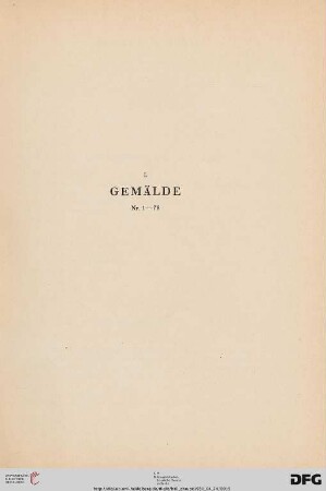 I. Gemälde (Nr. 1-78)