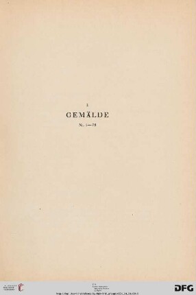 I. Gemälde (Nr. 1-78)