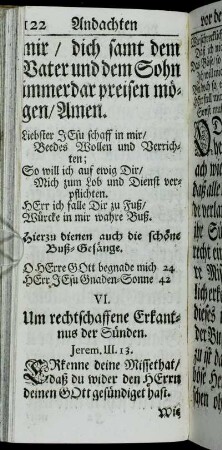 VI. Um rechtschaffene Erkantnus der Sünden