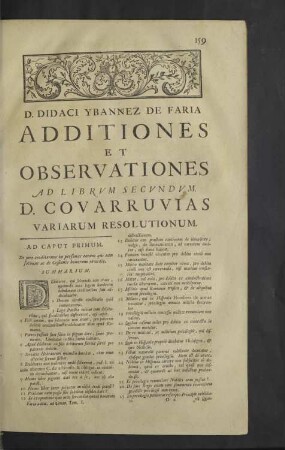 Additiones et observationes ad librum secundum. D. Covarruvias variarum resolutionum.