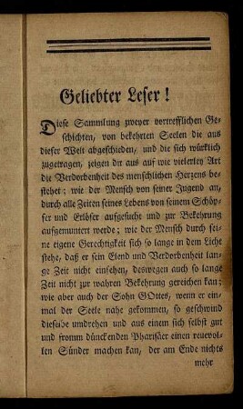 Geliebter Leser!