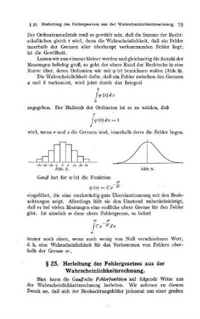 § 25. Herleitung des Fehlergesetzes aus der Wahrscheinlichkeitsrechnung.
