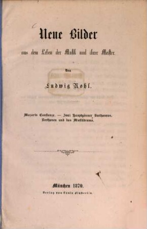 Neue Bilder aus dem Leben der Musik und ihrer Meister