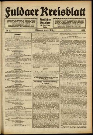 Ausgabe vom Mittwoch, den 05. März 1919.
