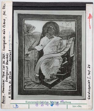 Berlin, Staatsbibliothek: Cod. Theol. lat. fol. 260, Evangeliar aus Cleve, Evangelist Markus