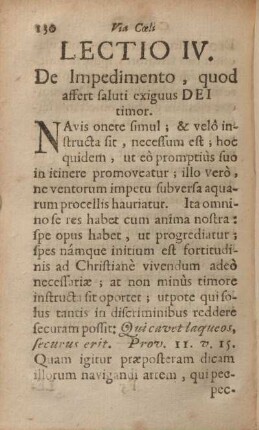 Lectio IV. De impedimento, quod affert saluti exiguus dei timor.