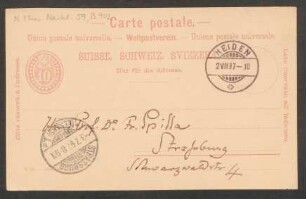 Postkarte an Friedrich Spitta : 02.07.1897