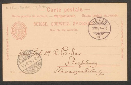 Postkarte an Friedrich Spitta : 02.07.1897