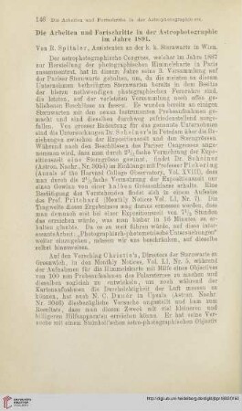 Die Arbeiten und Fortschritte in der Astrophotographie im Jahre 1891