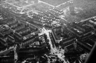 Freiburg: Eschholzstraße, Friedrich-Ebert-Platz, von Norden, Lutherkirche
