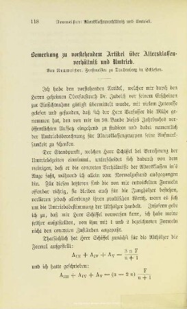 I.5. Bemerkung zu vorstehendem Artikel über Alterklassenverhältniß und Umtrieb