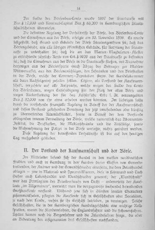 II. Der Vorstand der Kaufmannschaft und der Börse.