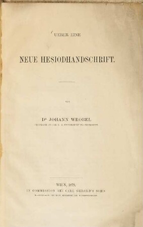 Ueber eine neue Hesiodhandschrift